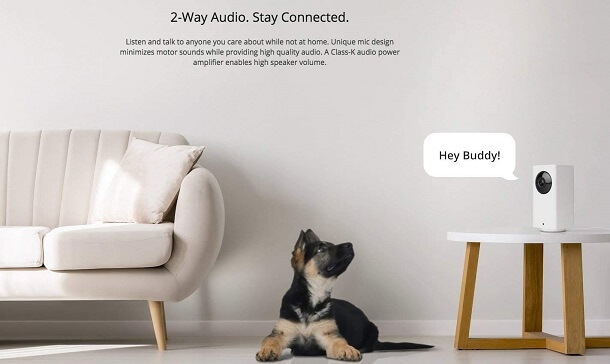 two way communication in indoor pet camera