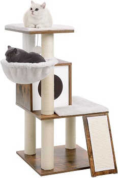 Feandrea Walnut Wood Cat Condo Tree Review