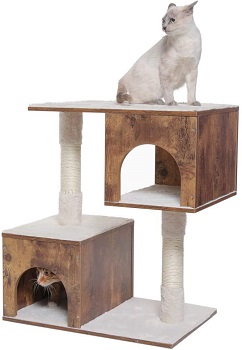 Usikey Wooden Cat Tree 2 Condos Review