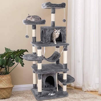 BEST LARGE GREY Potby 67'' Large Grey Cat Tree