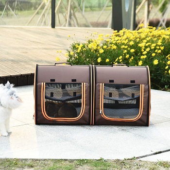 PawHut Dual Compartment Pet Carrier