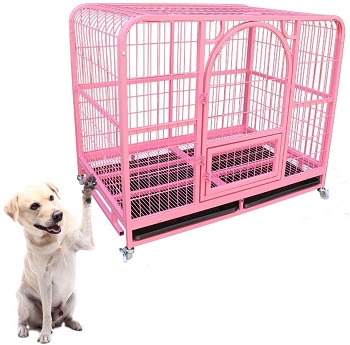 BEST HEAVY DUTY LARGE PINK DOG CRATE