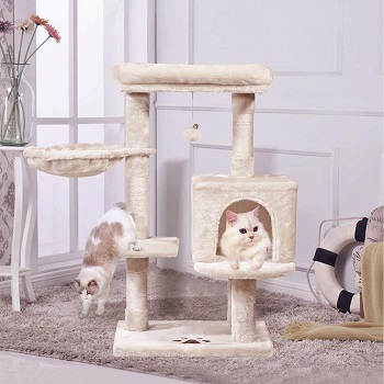 BEST MULTI-LEVEL CAT TOWER WITH BASKET