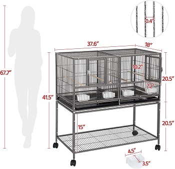 Topeakmart Divided Breeder Parakeet Cage