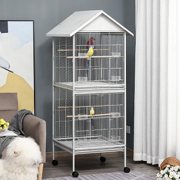 BEST BUDGIE WHITE CAGE WITH STAND