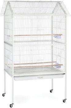 BEST ON WHEELS WHITE BIRD CAGE WITH STAND