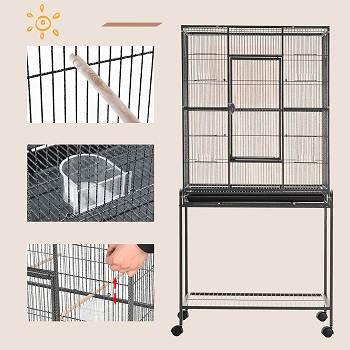 PawHut Rolling Metal Bird Cage