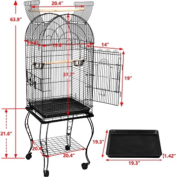 SuperDeal Rolling Bird Cage Large