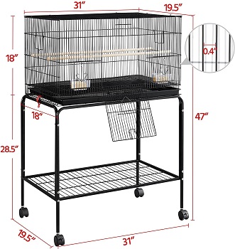 Yaheetech 47-in Rolling Cage With Stand