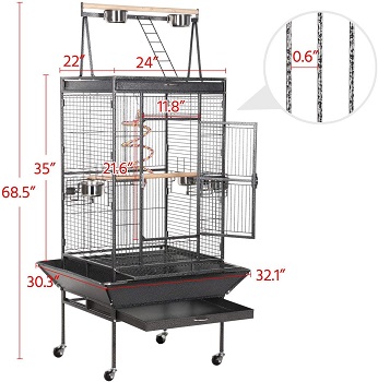 Yaheetech 69-inch Wrought Iron Rolling Cage