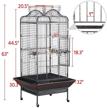 Yaheetech Wrought Iron Rolling Bird Cage