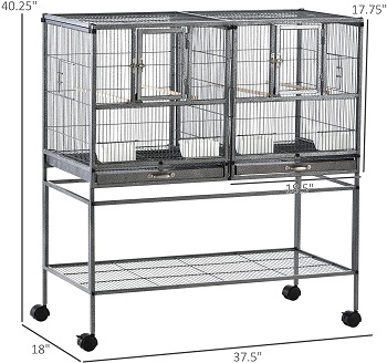 PawHut Double Rolling Metal Cage