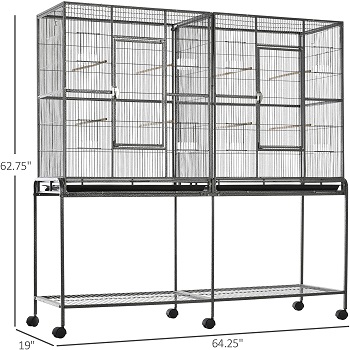 PawHut Rolling Metal Bird Cage