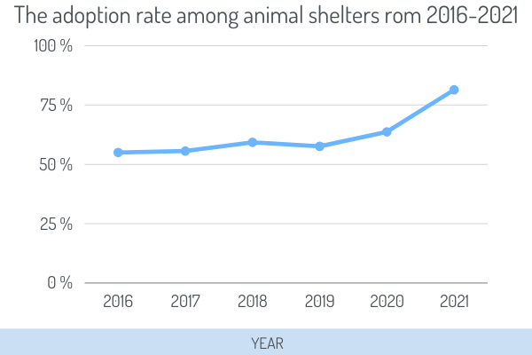 Adoption rate among animal shelters from 2016-2021
