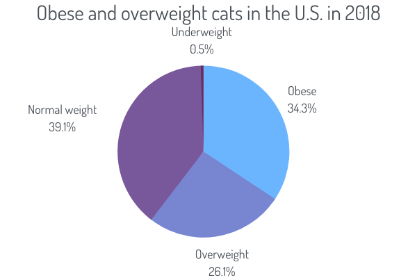 Obese and overweight cats in the U.S. in 2018