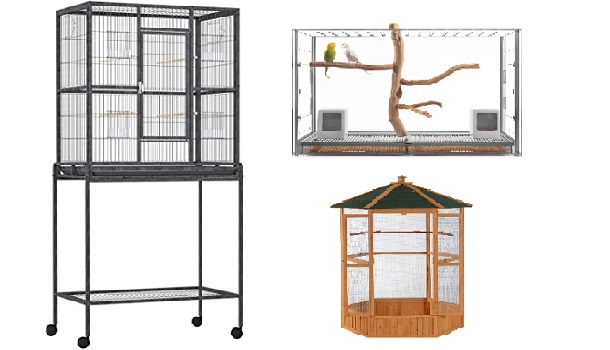 Metal, Wood, Glass Bird Cage