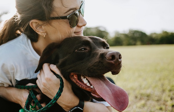 woman and dog